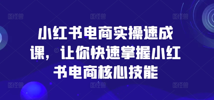 小红书电商实操速成课,让你快速掌握小红书电商核心技能二毛|软件|网创|付费|项目|免费|创业|副业|引流二毛创业网